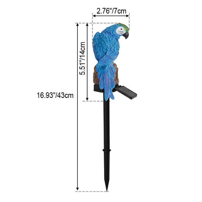 Outdoor Solar Waterproof Colorful Resin Parrot LED Lawn Insert Landscape Light