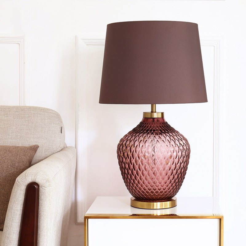 Lampe de table 1 lumière avec base en verre Lucite scandinave contemporaine pour chambre à coucher 