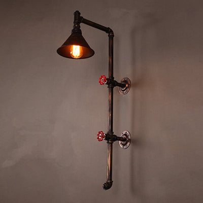 Retro Industrial Iron Water Pipe Faucet Design 1-Light Wall Sconce Lamp