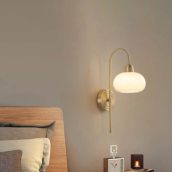 Modern Luxury Brass Glass Dome 1-Light Wall Sconce Lamp