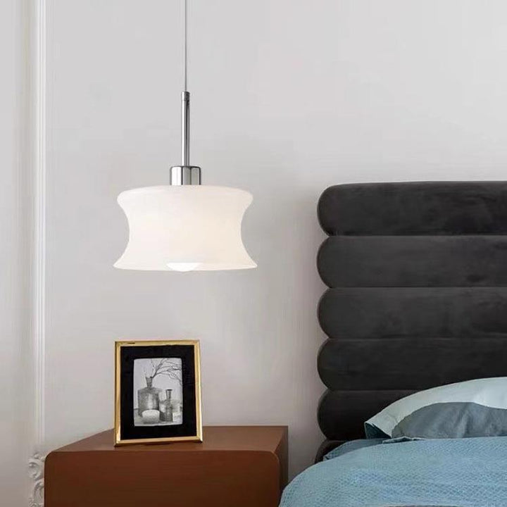 Lámpara colgante de 1 luz de vidrio de cilindro francés tradicional para dormitorio 