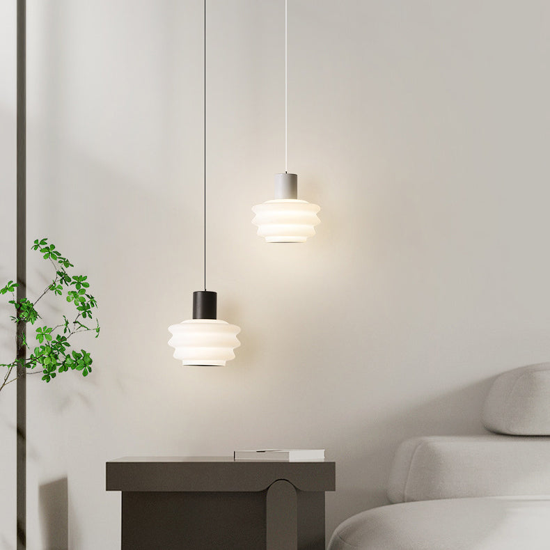 ضوء قلادة LED بلاستيكي دائري متعدد الطبقات من الحديد المدلفن لغرفة النوم بتصميم اسكندنافي معاصر 