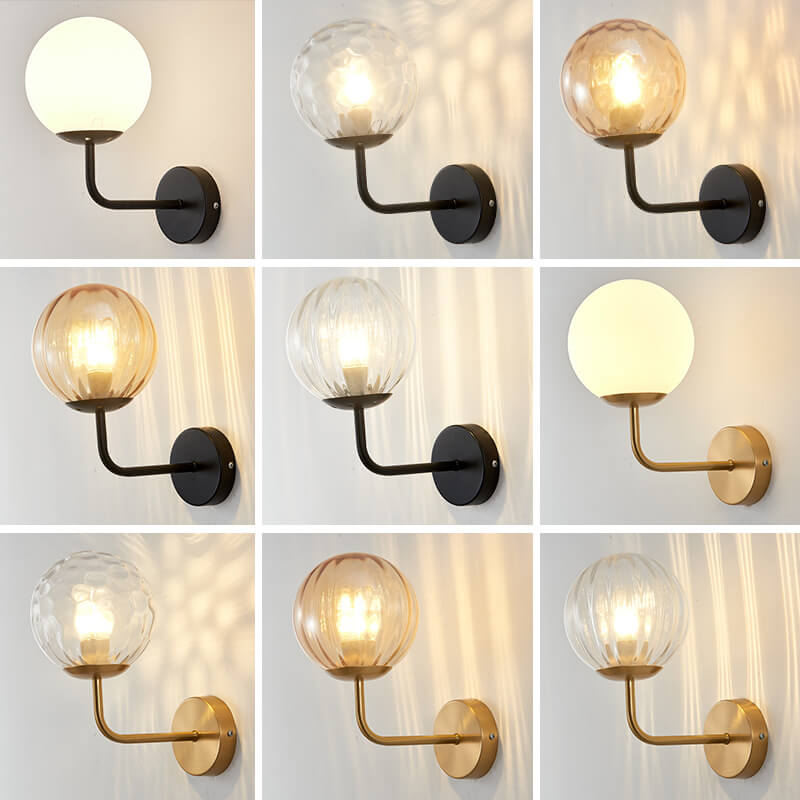 Modern Luxury Round Ball Iron Glass 1-Light Wall Sconce Lamp