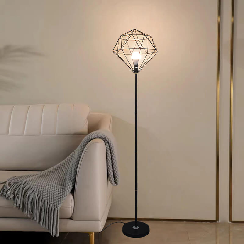 Contemporary Simplicity Iron Hollow Diamond Shape 1-Light Standing Floor Lamp For Study