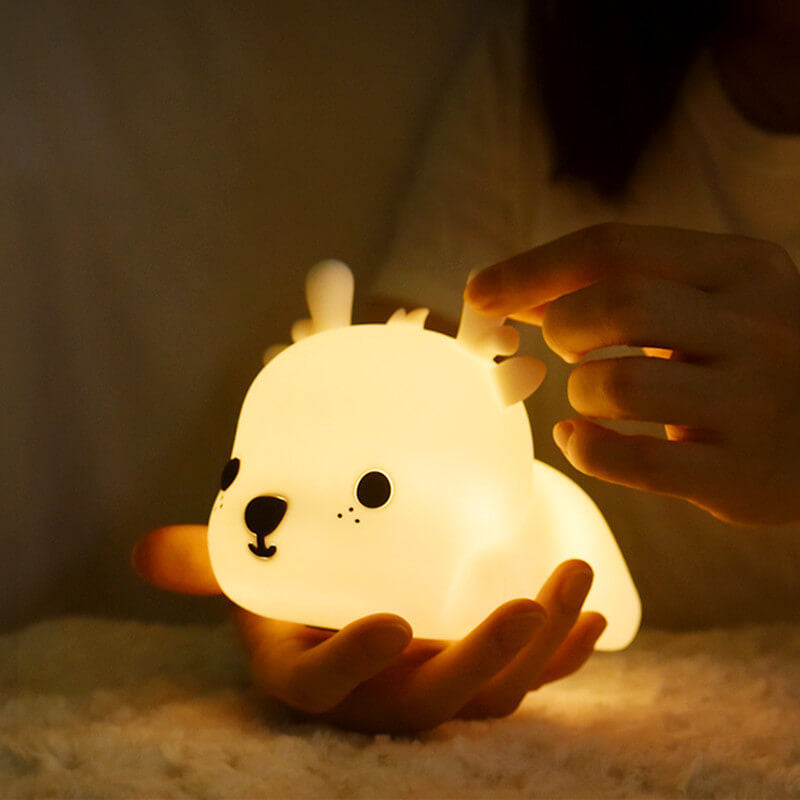 Lampe de table en forme de cerf créative en silicone LED avec chargement USB 