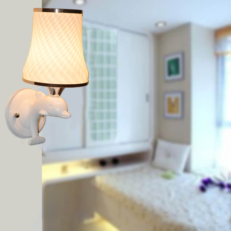 Modern Glass Creative Dolphin Decoration Design 1-Light Wall Sconce Lamp