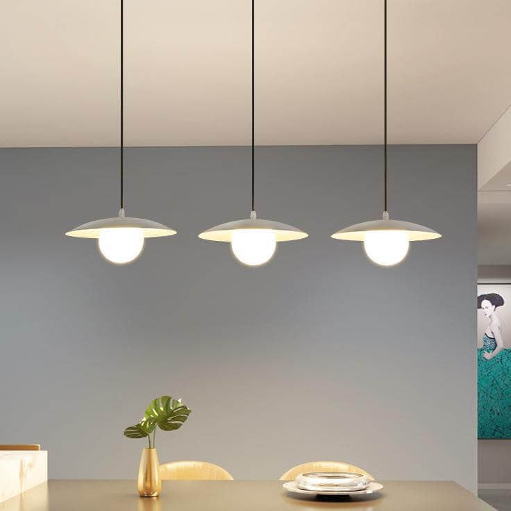 Candelabro de isla de 3 luces de hierro y vidrio blanco puro minimalista moderno 