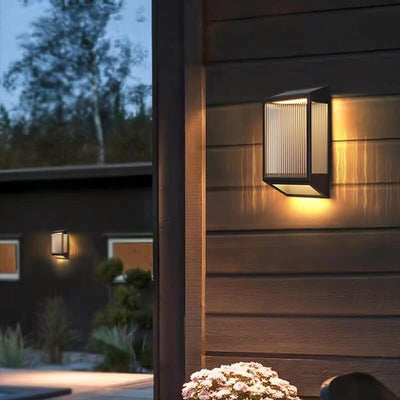 Modern Solar Waterproof Trapezoidal Stainless Steel Acrylic LED Outdoor Wall Sconce Lamp