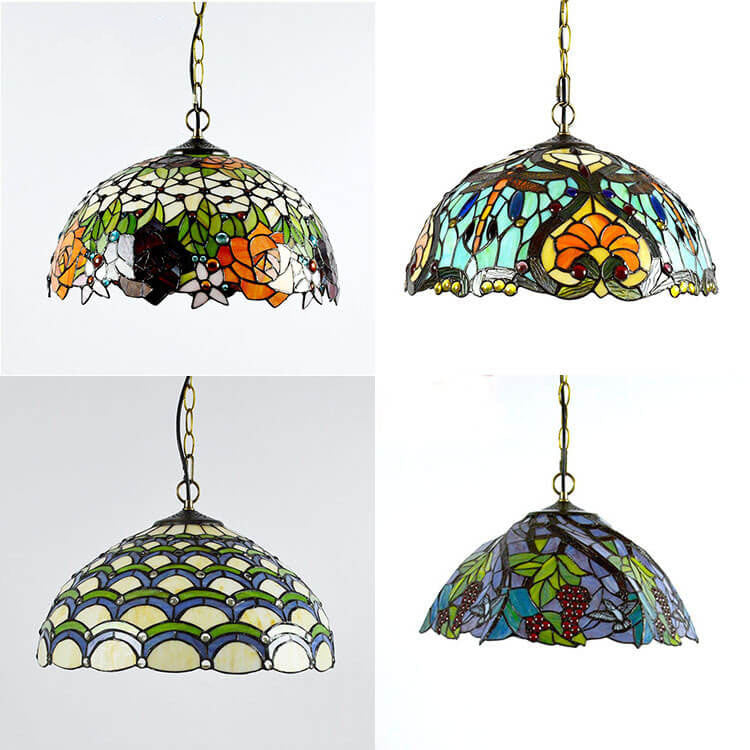 European Vintage Tiffany Glass Hardware 1-Light Pendant Light