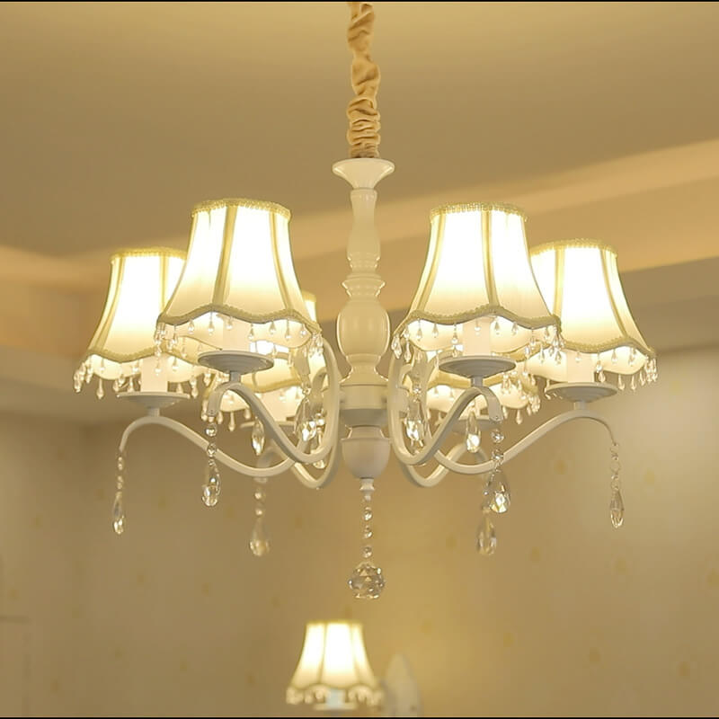 Modern Creative Cone Iron Crystal Fabric 5/6/8 Light Chandelier