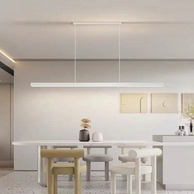 Modern Minimalist Walnut Aluminum Straight Line LED Island Light Chandelier For Dining Room