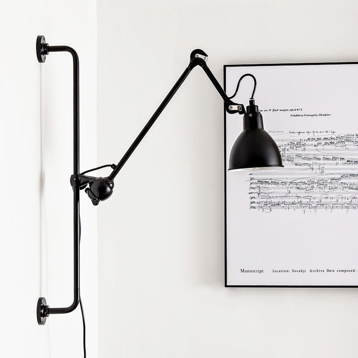 Industrial Vintage Iron Long Pole Swing Arm 1-Light Wall Sconce Lamp