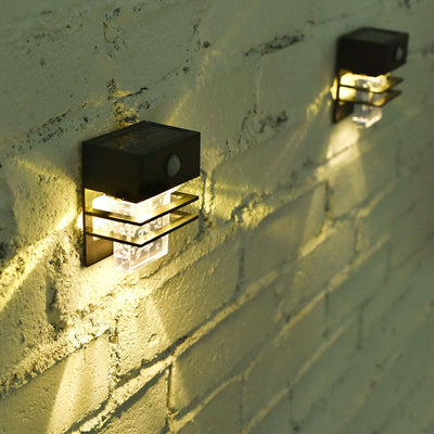 Modern Square Solar Human Sensor LED Outdoor Garden Wall Sconce Lamp