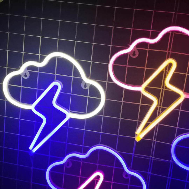 ضوء LED على شكل سحابة نيون إبداعية مع إضاءة رعدية يعمل بالبطارية/USB للزينة 