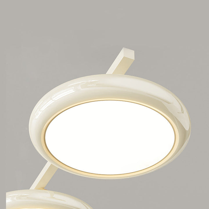 Zeitgenössische Nordic Creme Fliegende Untertasse Glas Schatten LED Insel Licht Kronleuchter Für Wohnzimmer 