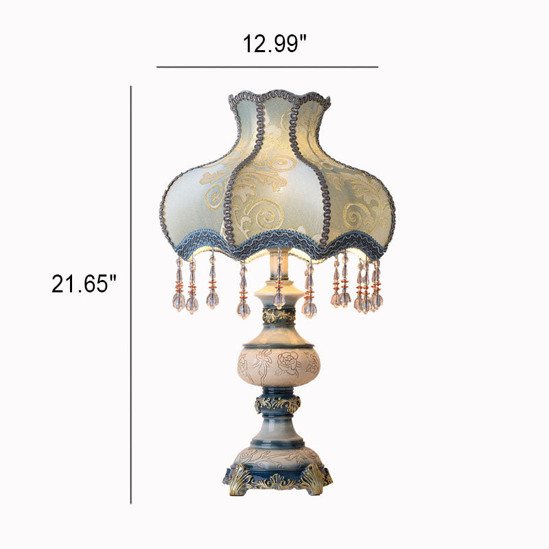 Lámpara de Mesa de 1 Luz de Resina con Flor de Lujo Retro de Europa 