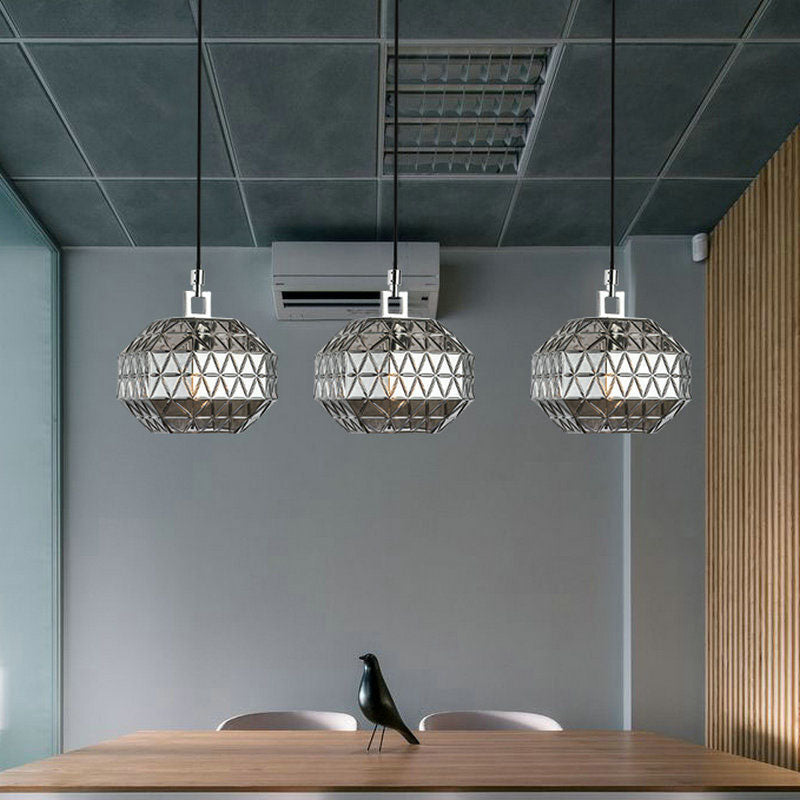 Moderne nordische Pendelleuchte aus strukturiertem Eisen und Glas, rund, 1-flammig, für Wohnzimmer &amp; Schlafzimmer 