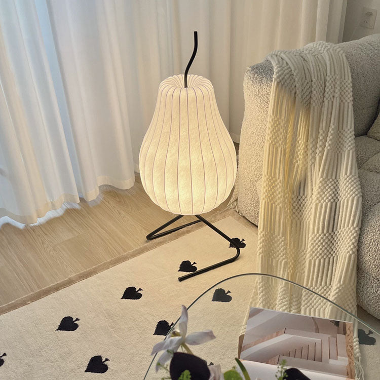 Lámpara de pie de 1 luz de hierro con tela de seda de pera Wabi-sabi japonesa 