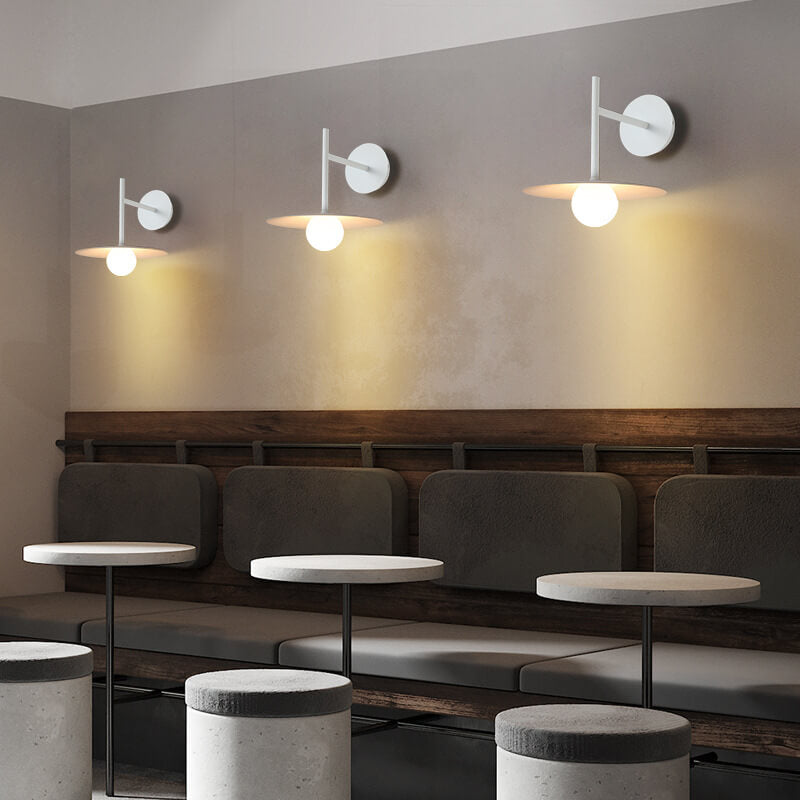 Moderne, minimalistische, einfarbige, runde Hardware-Glas-Wandleuchte mit 1 Licht