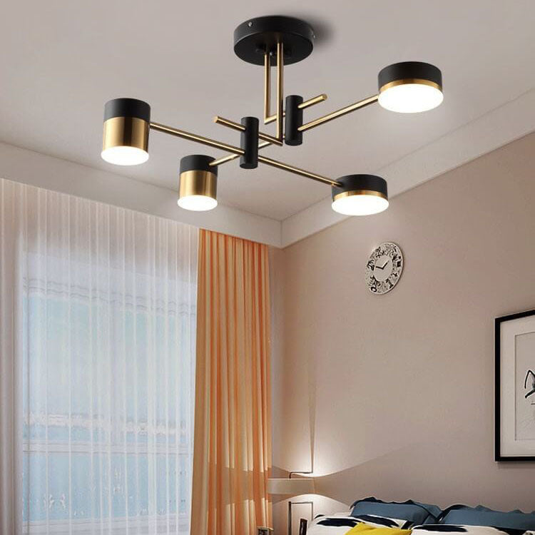 Modernes, minimalistisches, schwarzgoldenes, ausgewogenes 4-8-Licht-Halbbündig-Einbaulicht 