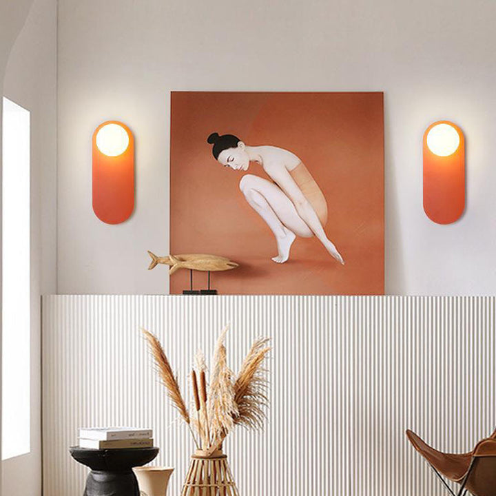 Aplique de pared de 1 luz con base de anillo naranja de vidrio minimalista nórdico 