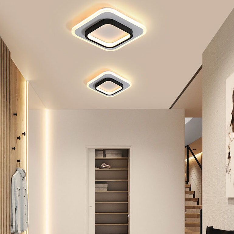 Luz de montaje empotrado LED de hierro acrílico blanco y negro cuadrado moderno 