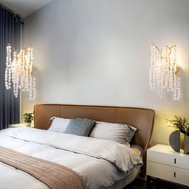 Zeitgenössische kreative Geld Baum Zweig Aluminium Glas 3-Licht Wandleuchte Lampe für Schlafzimmer 