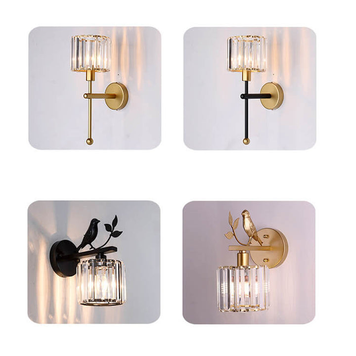 Traditionelle Vintage-Wandleuchte aus Eisen und Glas in runder Vogel-Optik, 1-flammig, für das Wohnzimmer 