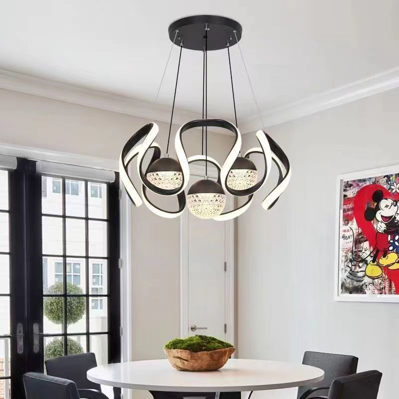 Nordic Creative Orb Twisted Lines Island Light  LED Chandelier