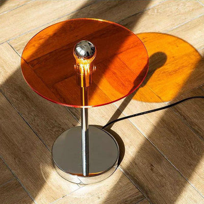Lámpara de Mesa de 1 Luz con Soporte de Varilla de Hierro y Pantalla Acrílica Redonda de Simplicidad Moderna para Oficina en Casa 