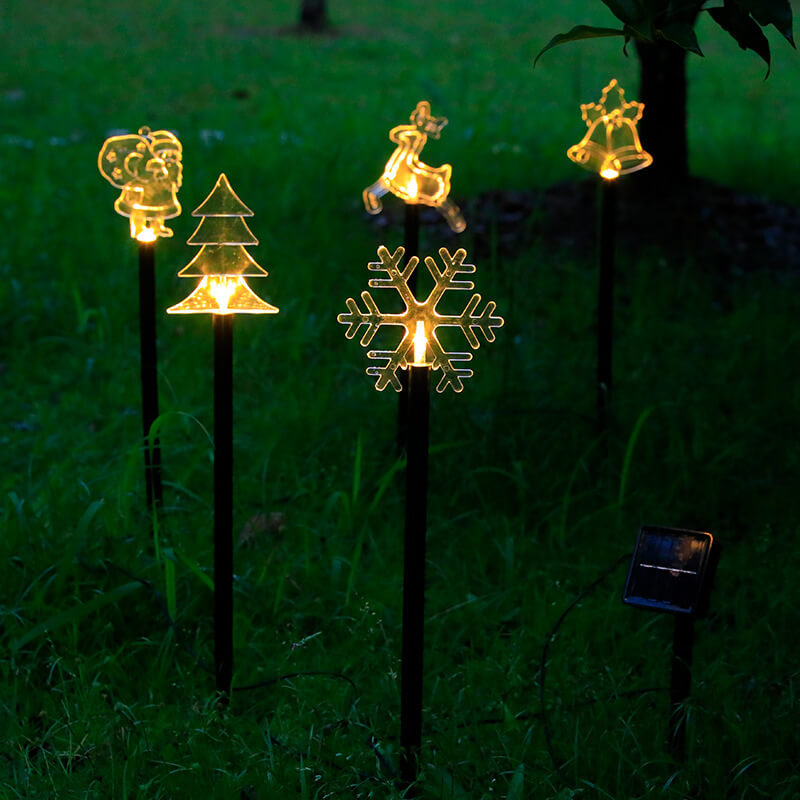 Solar Christmas Pentagram Snowflake LED Outdoor Garden Decoration Landscape Light