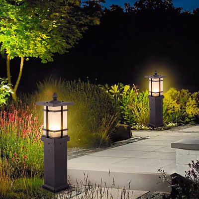 Aluminum Glass Waterproof Landscape Garden Lawn Pillar Lamp Outdoor Light