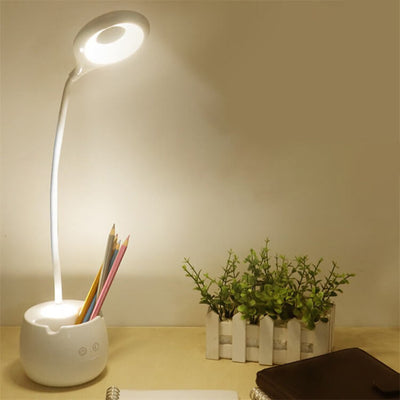 Creative Simplicity White LED Touch Rechargeable USB Pen Holder Desk Lamp