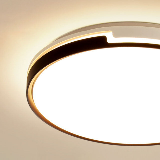 Modern Minimalist Round Black and White Edge LED Flush Mount Ceiling Light