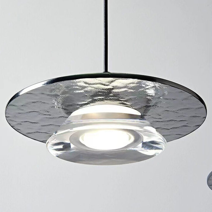 Moderne minimalistische konische Scheibe Aluminium Acryl Glas LED Pendelleuchte 