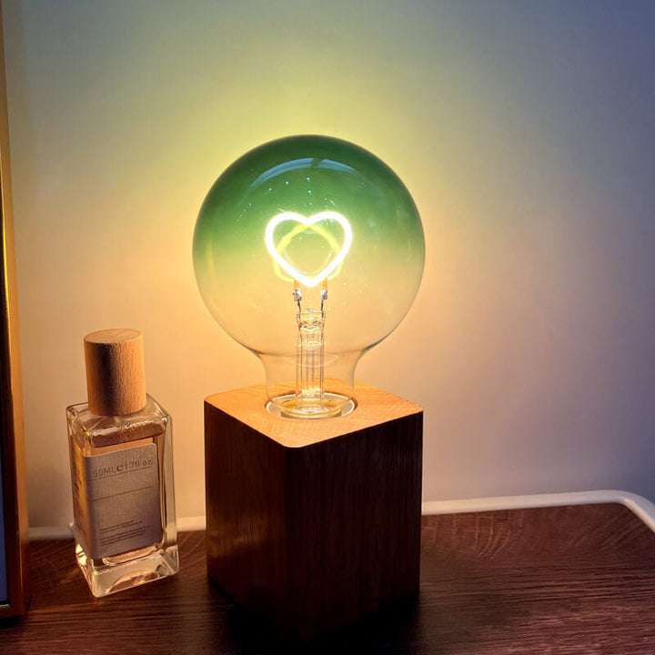 Vintage Bulb Wood Base Ambient Night Light LED Decorative Table Lamp