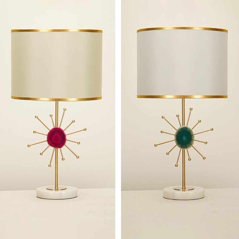 Lampe de table 1 lumière avec base en agate en tissu de luxe léger européen 