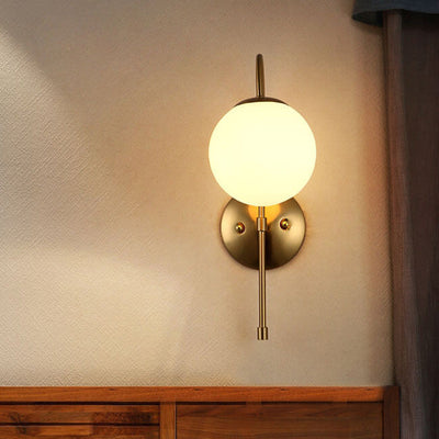 Industrial Iron Glass Globe Shade 1-Light Wall Sconce Lamp