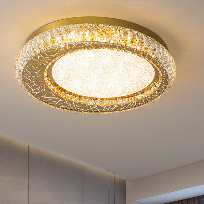 Modern Luxury Crystal Bird Nest Round LED Flush Mount Ceiling Light