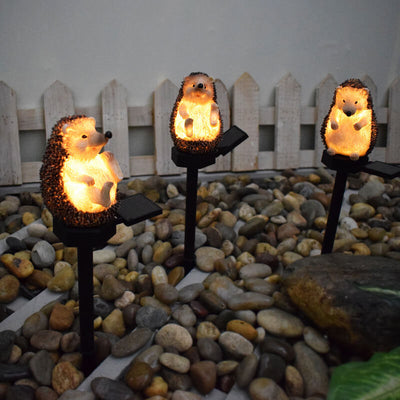 Solar Outdoor Hedgehog Resin LED Lawn Ground Insert Landscape Light