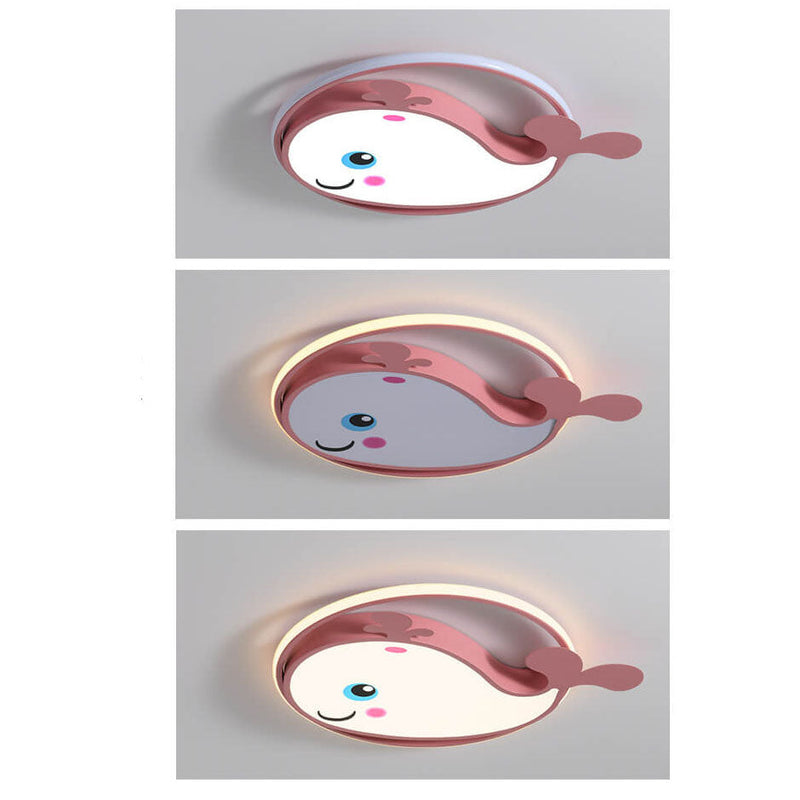 Cartoon Creative Dolphin Circle LED Kids Flush Mount Ceiling Light