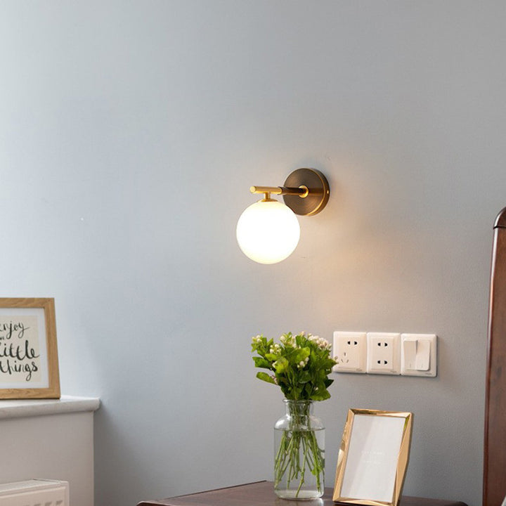 Nordic Light Luxury Round Ball Copper 1-Light Wall Sconce Lamp