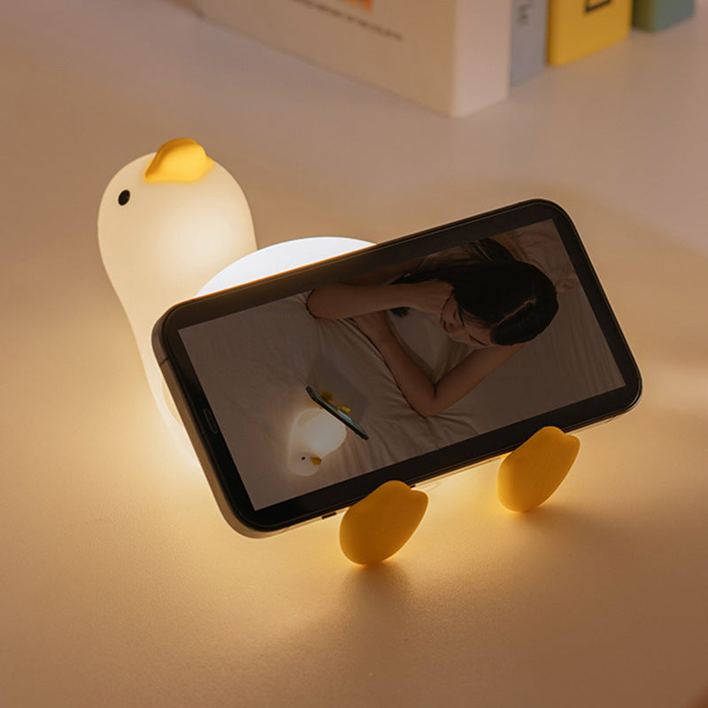 Lámpara de Mesa LED USB de Silicona en Forma de Pato Creativo y Adorable 