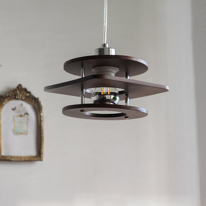 Suspension Luminaire 1 Lumière Couleur Noyer Rétro Nordique 
