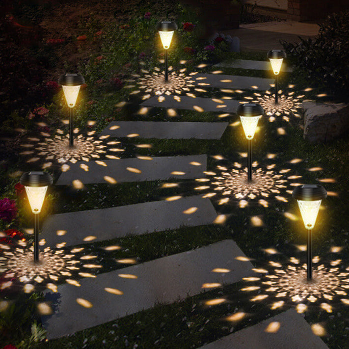 Moderne Solar-Glas-Kegel-LED-Außen-Garten-Boden-Einsteck-Landschaftsleuchte 