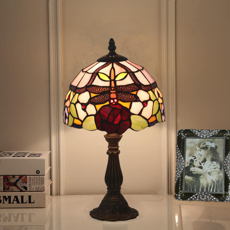 European Vintage Tiffany Glass 1-Light Table Lamp