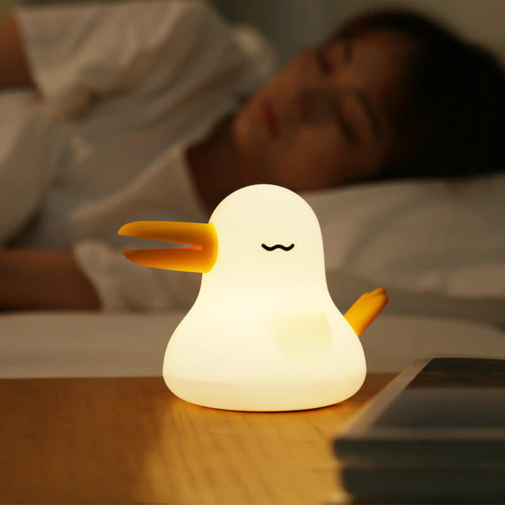 Lámpara de Mesa Decorativa LED Regulable con Temporizador Recargable de Silicona con Forma de Pájaro Kiwi de Dibujos Animados 