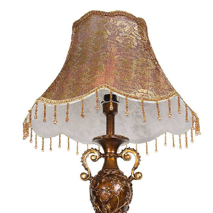 Lampe de sol traditionnelle européenne en résine avec tissu floral cylindrique à 1 lumière pour chambre 