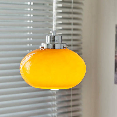 Nordic Yellow Glass Dome 1-Light Pendant Light