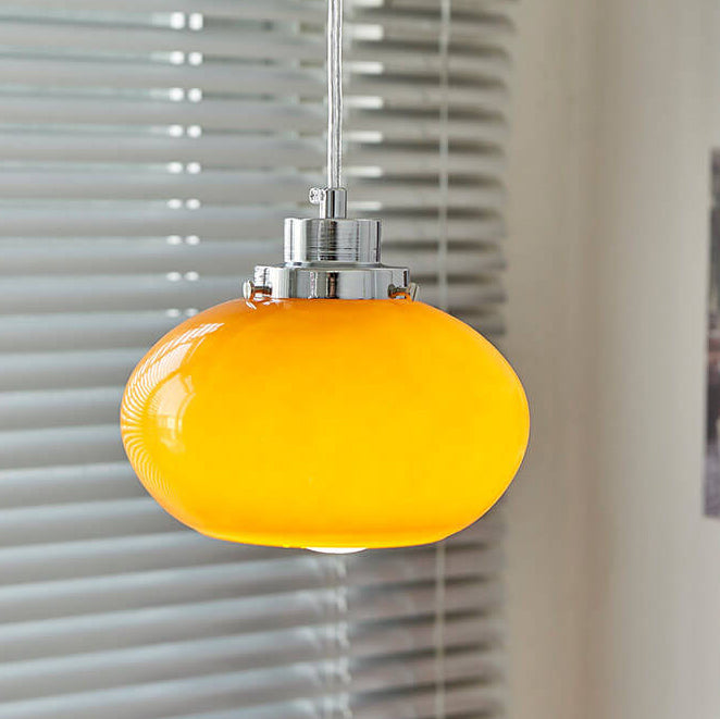 Nordic Yellow Glass Dome 1-Light Pendant Light